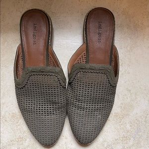 Olive Green Indigo Slip On Mules